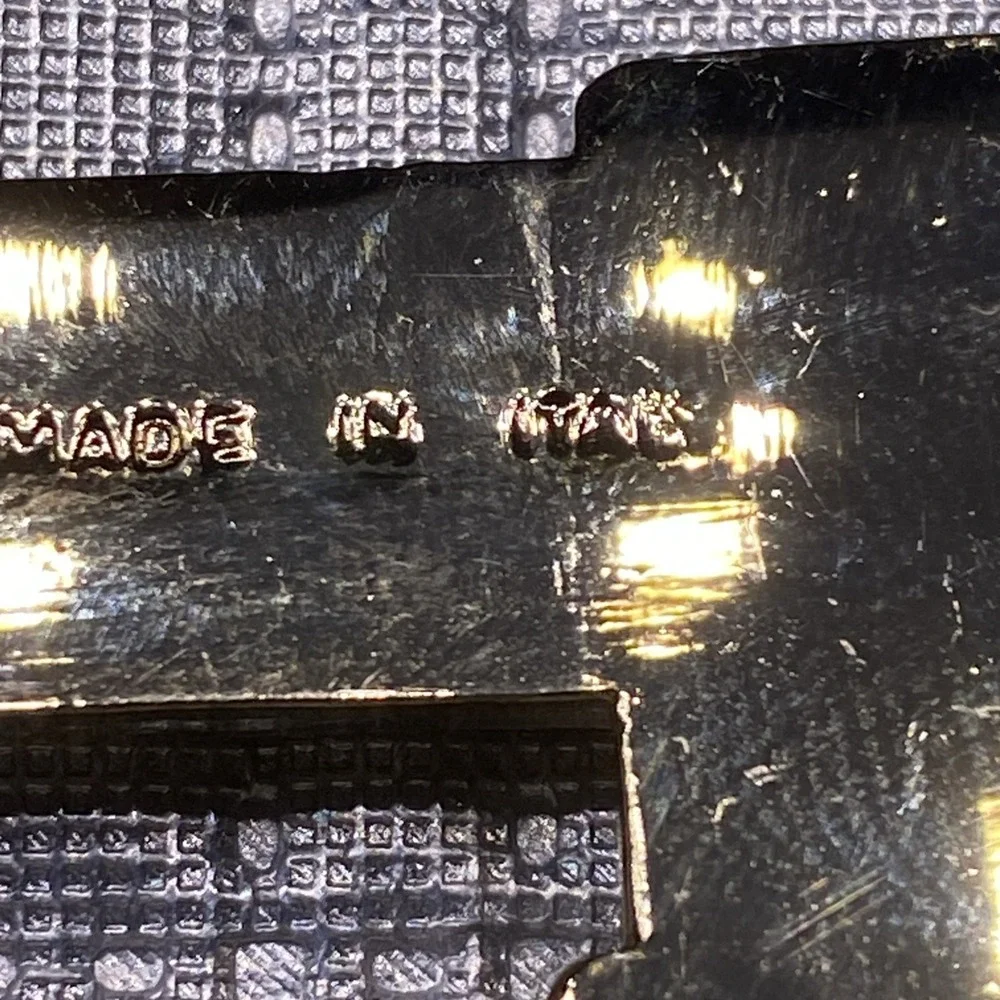 FF Monogram Fashion Belt White Gray Gold Tone F Buckle Size 36/45